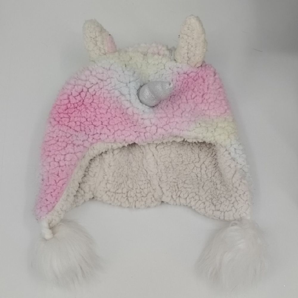 Unicorn Fleece Hat for Kids - Pink and White
